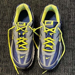Men’s Nike Initiator Tennis Shoe. Blue and neon green. Size 11.5.